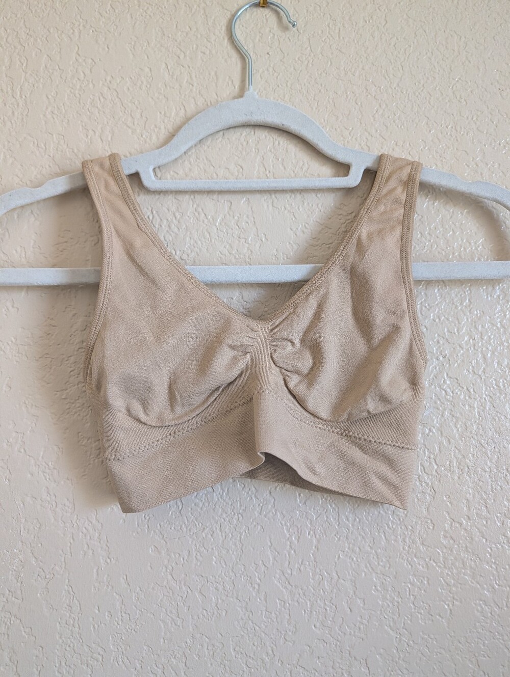 Seamless Comfort Bralette Tan Beige Stretch Crop Bra XS/S NWOT